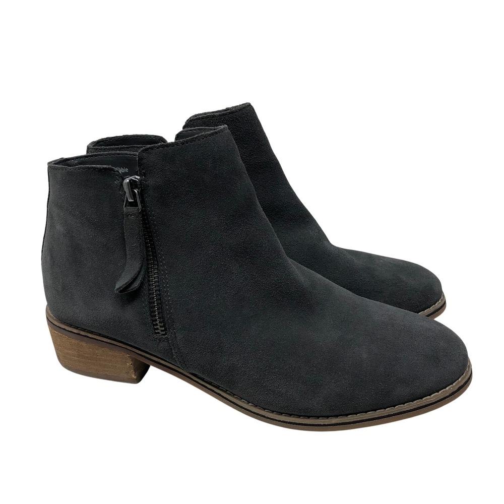 Blondo Ankle Boots 9.5 Womens Dark Grey Waterproof Suede Block Heel Classic